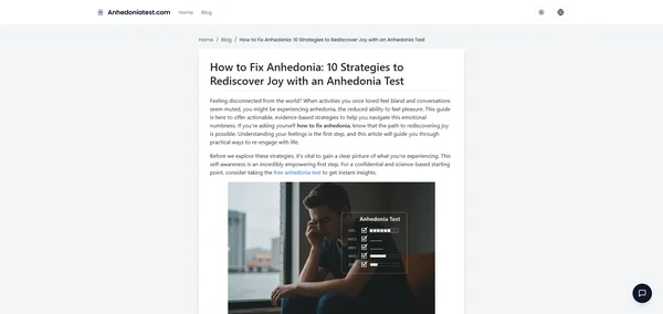 How to Fix Anhedonia: 10 Strategies to Rediscover Joy with an Anhedonia Test