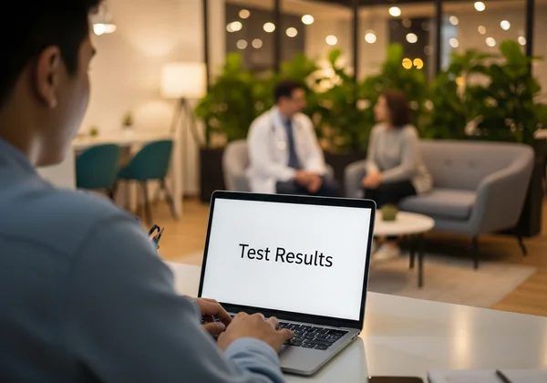 Person reviewing test results before a doctor's visit