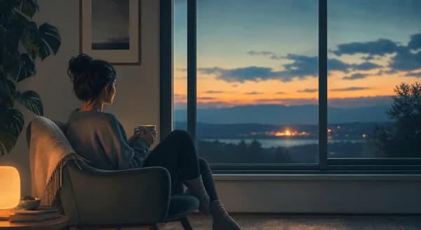 Person noticing distant light