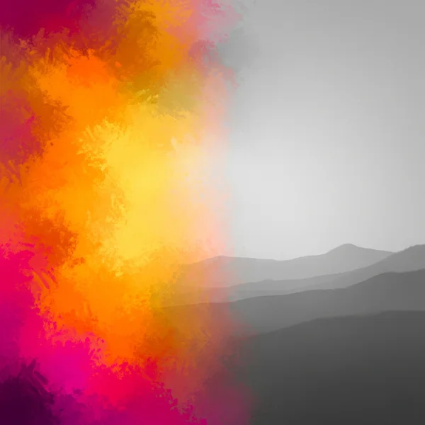 Abstrakte Kunst von lebendigen Farben, die für Anhedonie zu Graustufen verblassen