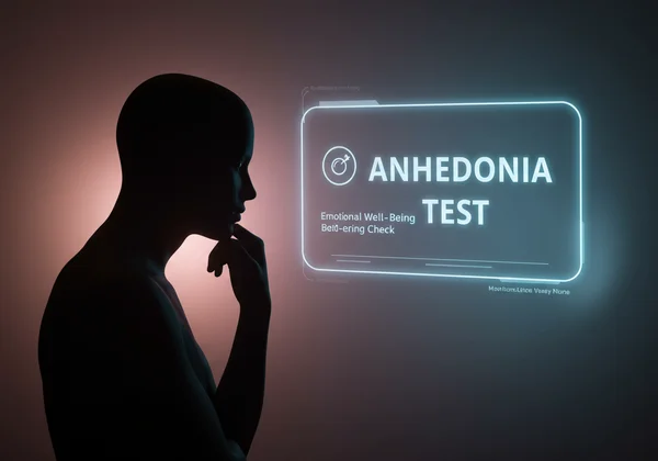 Eine Person, die nachdenkt und einen Anhedonie-Selbsttest in Betracht zieht