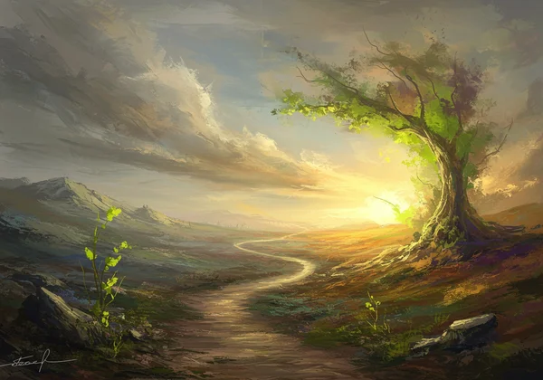 A path symbolizing recovery from anhedonia with growth.