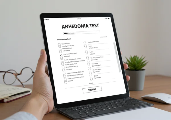 Screenshot of anhedonia test interface for self-assessment.
