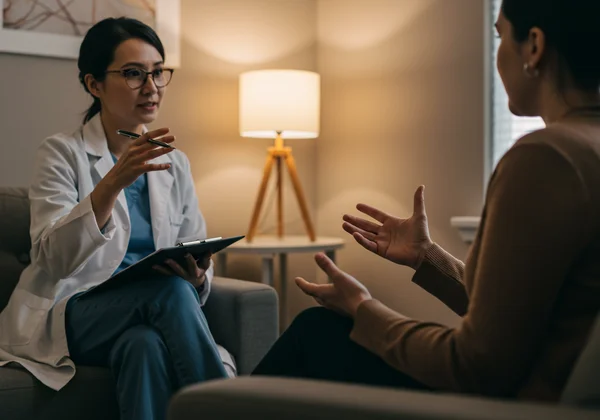 Person talking to a mental health professional